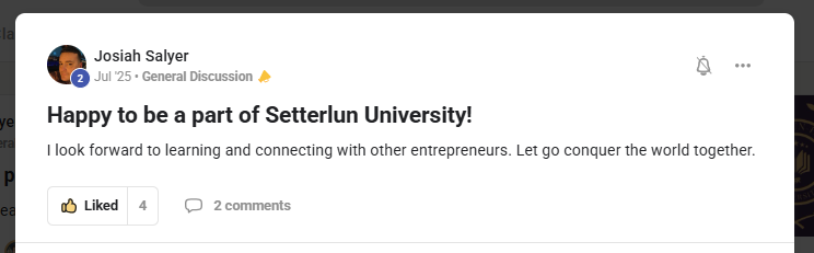 Josiah Salyer — Happy to be a part of Setterlun University