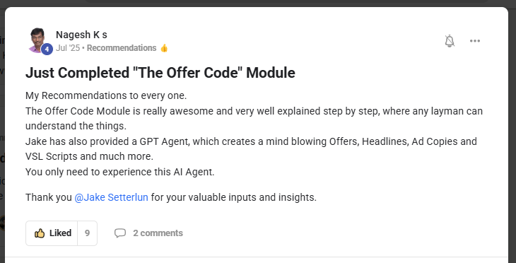 Nagesh K — The Offer Code made everything easy to understand