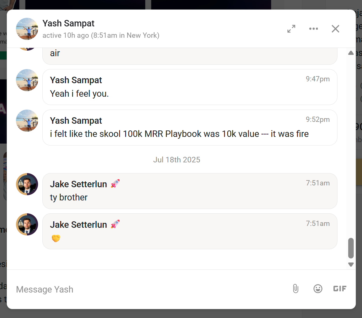 Yash Sampat — The 100k MRR Playbook felt like a $10K value