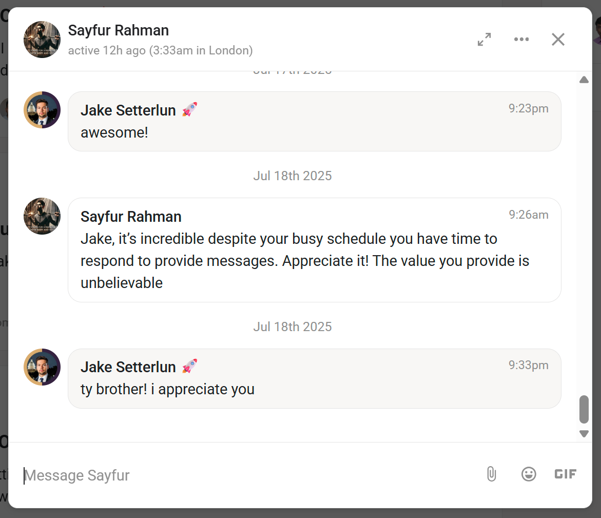 Sayfur Rahman — The value you provide is unbelievable