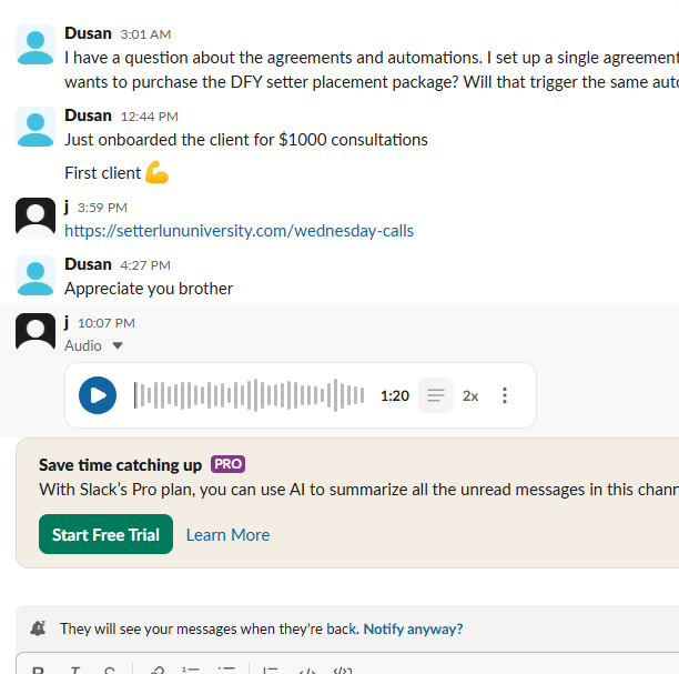 Dusan — First client onboarded for $1,000 consultations