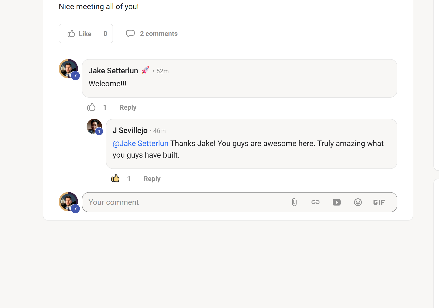 J Sevillejo — You guys are awesome here