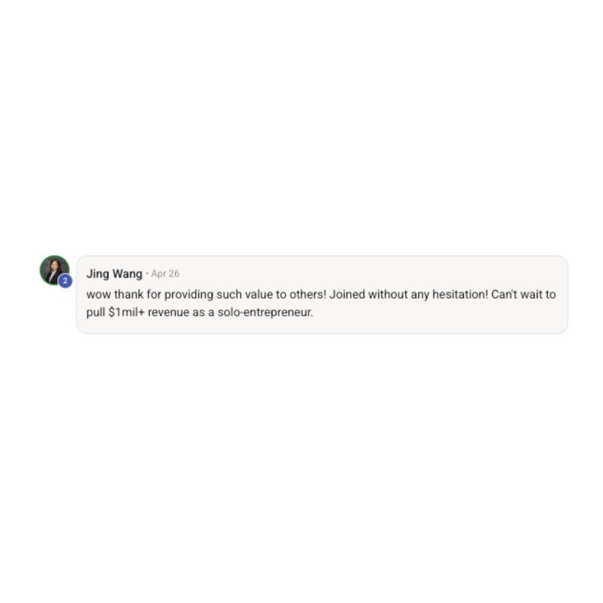 Jing Wang — Joined right away after seeing the value