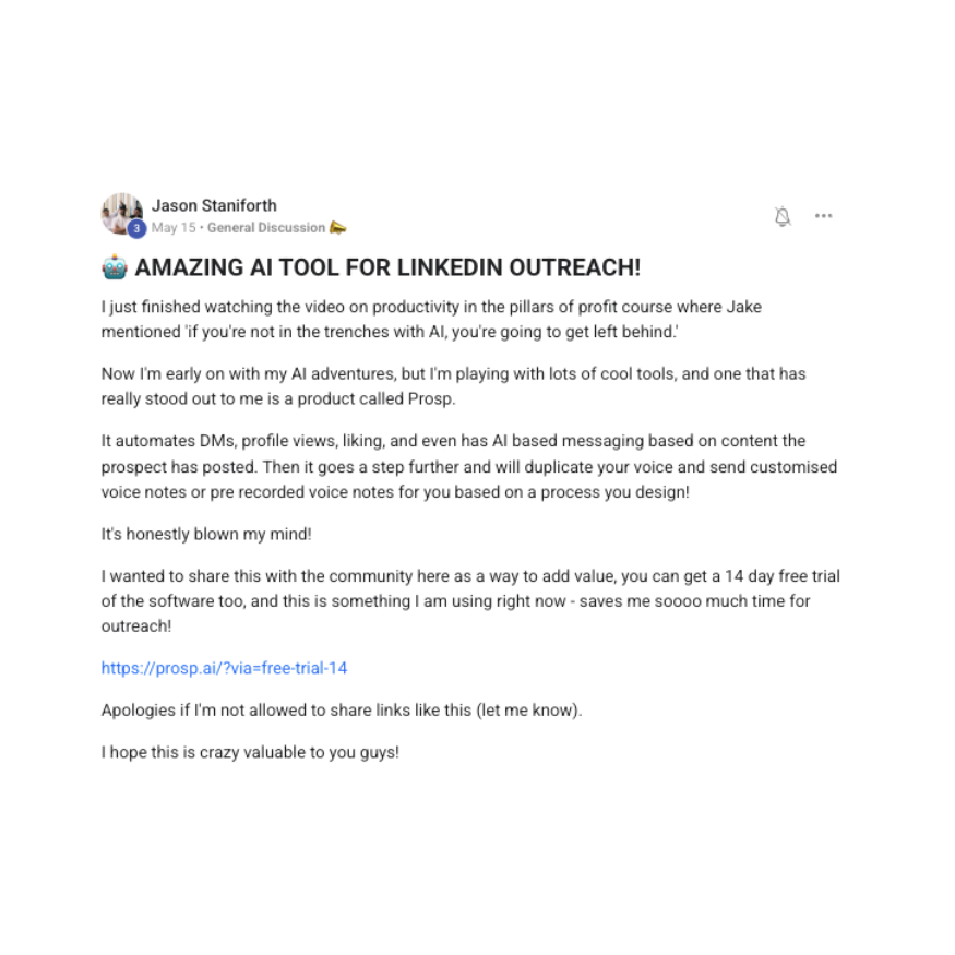 Jason Staniforth — Amazing AI tool for LinkedIn outreach