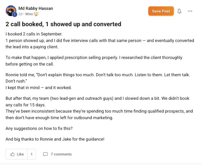 Md Rabby Hassan — 2 calls booked, 1 converted into a paying client