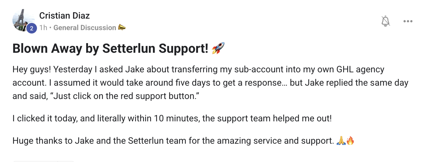 Cristian Diaz — Blown away by the speed of Setterlun support