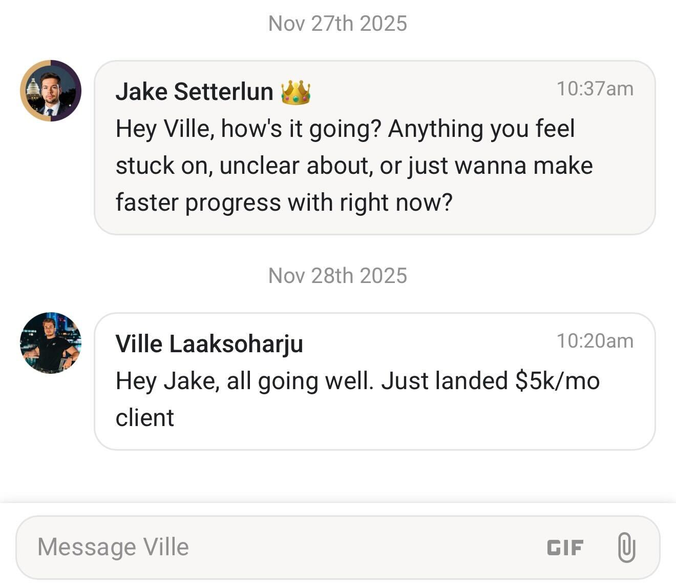 Ville Laaksoharju — Just landed a $5K a month client