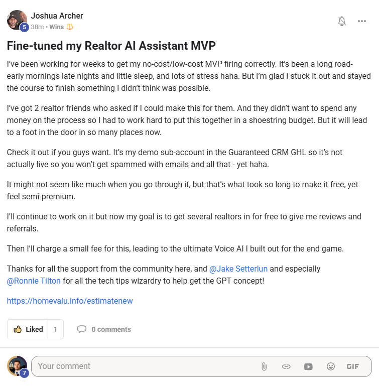 Joshua Archer — Fine tuned my Realtor AI Assistant MVP and turned it into a real offer