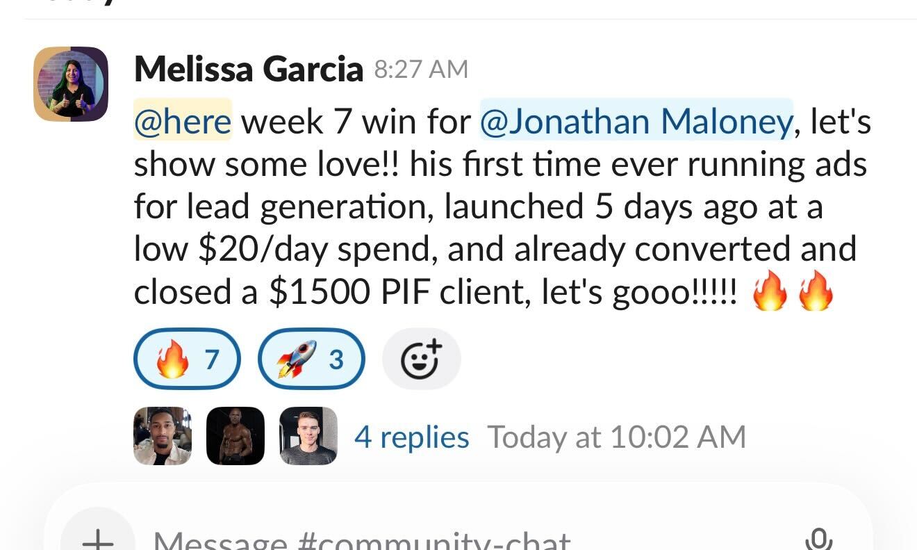 Jonathan Maloney — Closed a $1,500 PIF client within 5 days of launching ads