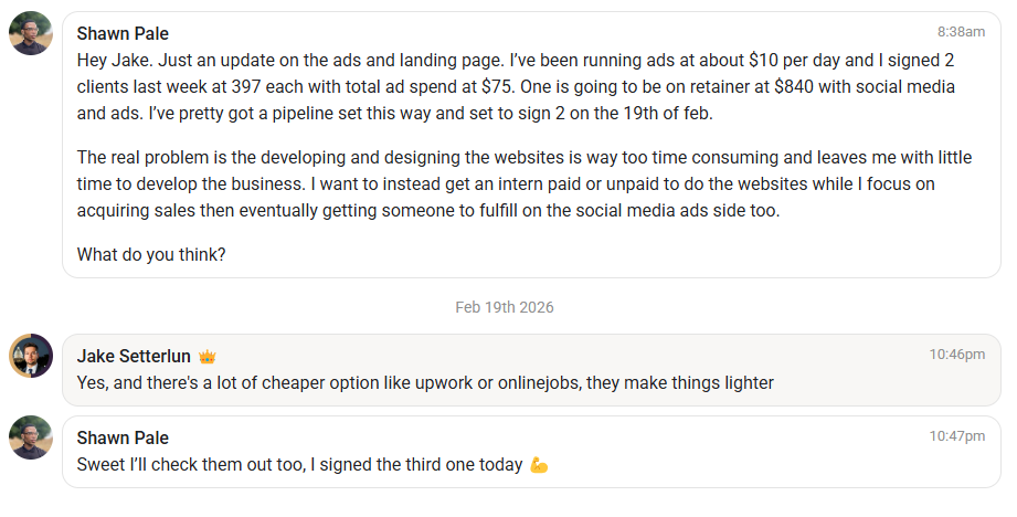 Shawn Pale — Signed 3 clients from a simple ad funnel