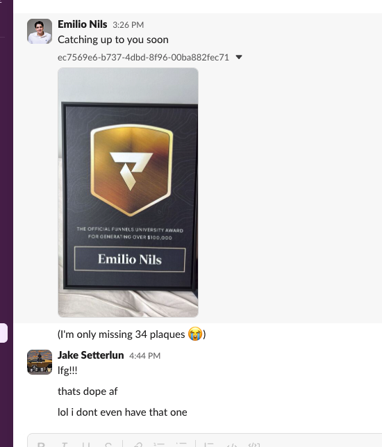 Emilio Nils — Generated over $100,000 and is closing in on the next plaque