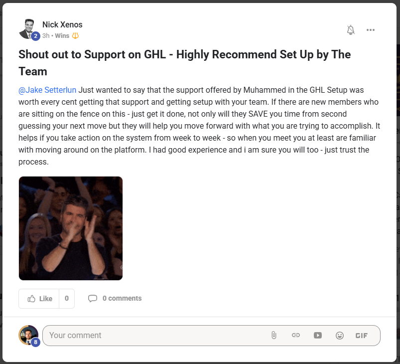Nick Xenos — The GHL setup support was worth every cent