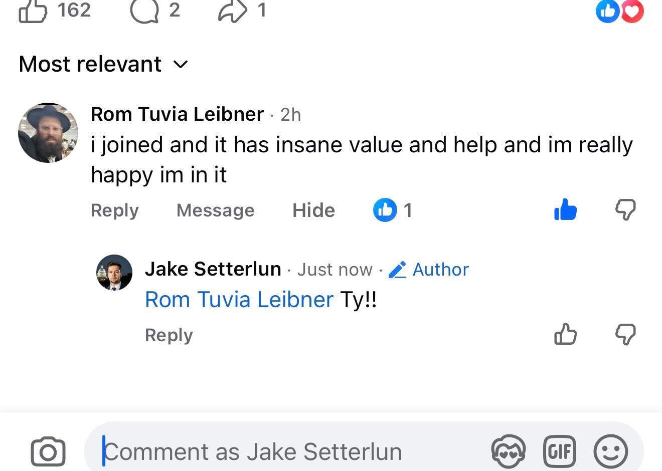 Rom Tuvia Leibner — Joined and found insane value and support