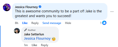 Jessica Flournoy — An awesome community where Jake truly wants you to succeed
