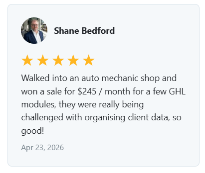 Shane Bedford — Walked into an auto mechanic shop and closed $245 a month