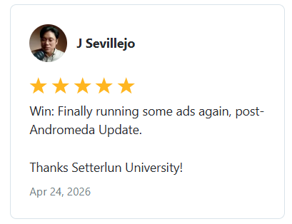 J Sevillejo — Started running ads again after the Andromeda update