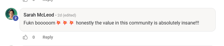 Sarah McLeod — The value in this community is absolutely insane