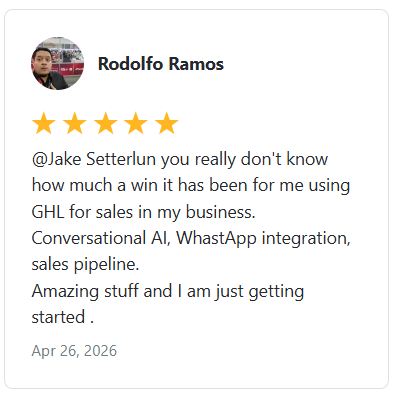 Rodolfo Ramos — Using GHL has already been a huge win for my business